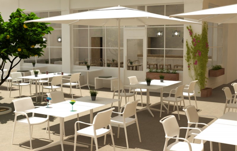 Infografía 3D Cafetería Terraza