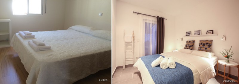 antes y después decoración de interiores habitación
